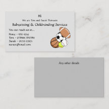 Babysitter, Childminder Contact Business Card
