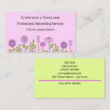 Babysitter Contact Floral Business Card