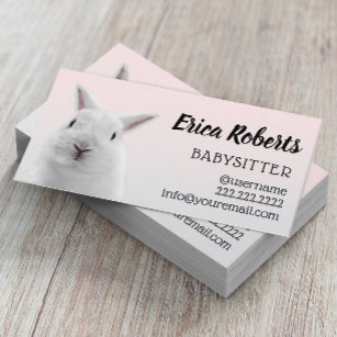 Babysitter Cute Bunny Rabbit Babysitting Childcare Business Card
