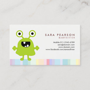 Babysitter Cute Green Monster Alien Business Card