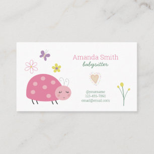 Babysitter Cute Ladybug Babysitting Service Busin Business Card