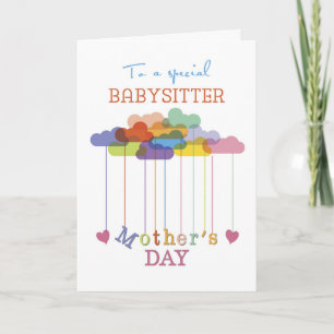 Babysitter, Cute Mother's Day Rainbow Clouds Card