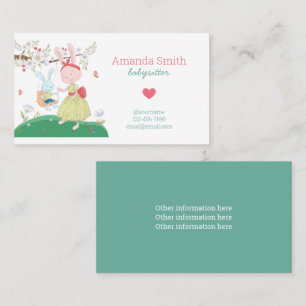 Babysitter Cute Rabbit Babysitting Service Business Card