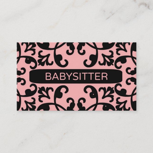 Babysitter Damask Business Card (Front)