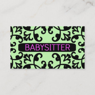 Babysitter Damask Business Card