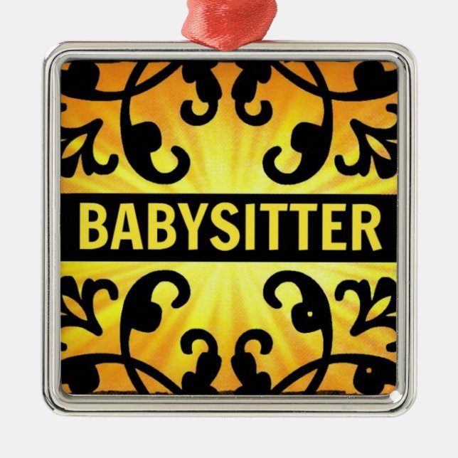 Babysitter Damask Christmas Ornament (Front)