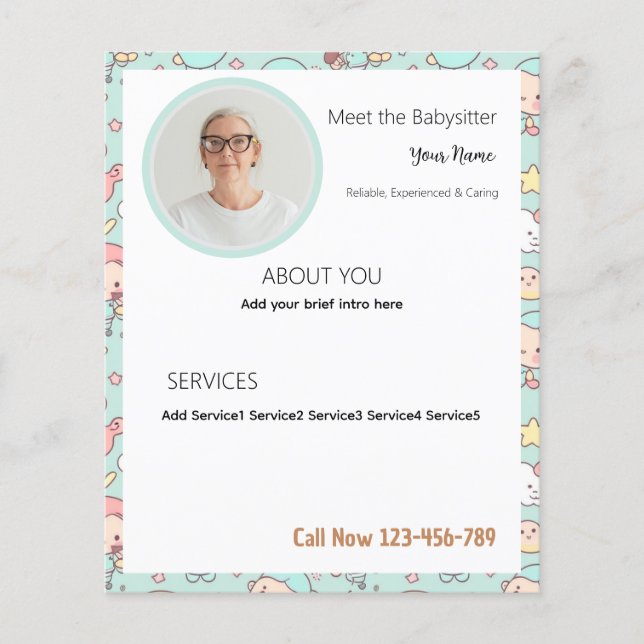 Babysitter Editable Business Flyer With Photo (Front)