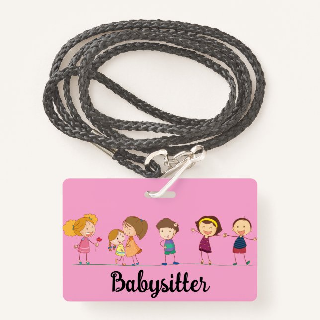 Babysitter ID Badge (Front with Lanyard)