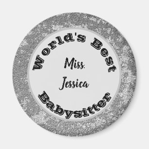 Babysitter Marbled Silver Childcare Thank You Magnet