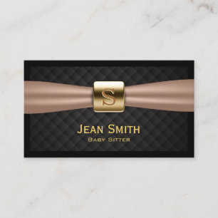 Babysitter Modern Gold Logo Diamond Quilted Business Card
