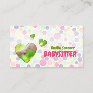 Babysitter Nanny Bubbles & Hearts Business Card