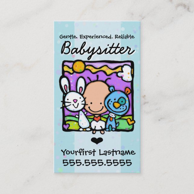 Babysitter.Nanny.Child Care.Custom text/colour Business Card (Front)