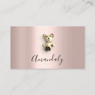 Babysitter Nanny Child Daycare Beer Rose Gold Business Card