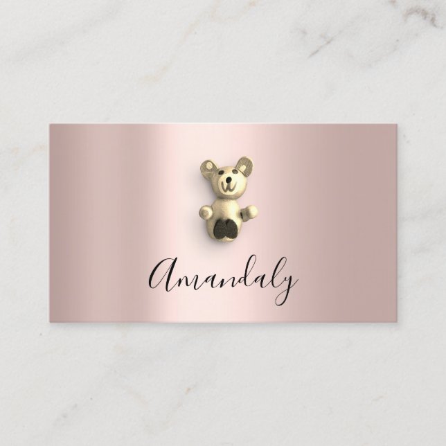 Babysitter Nanny Child Daycare Beer Rose Gold Business Card (Front)
