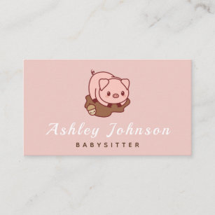 Babysitter Nanny Childcare Professional Cute Piggy Business Card