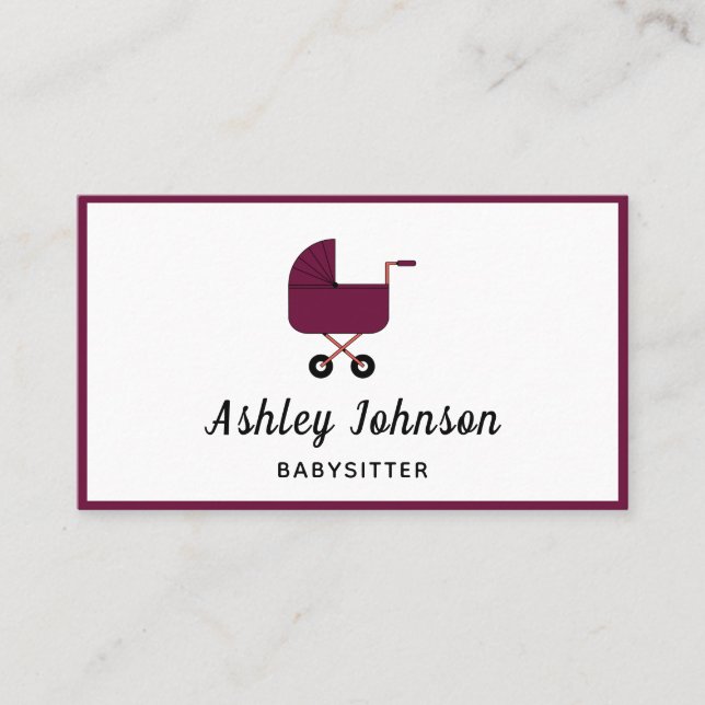 Babysitter Nanny Classy Modern Elegant Child Care Business Card (Front)
