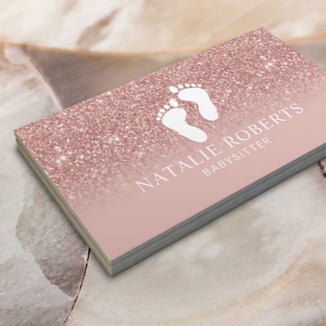Babysitter Nanny Modern Rose Gold Ombre Business Card (Creator Uploaded)