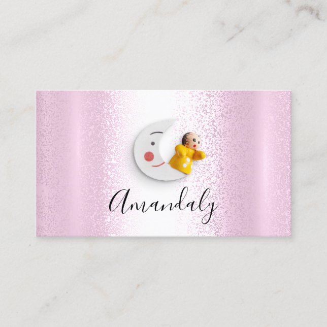 Babysitter Nanny Professional Child Daycare Pink Business Card (Front)