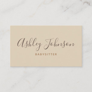 Babysitter Nanny Simple Clean Non Photo Pastel Business Card