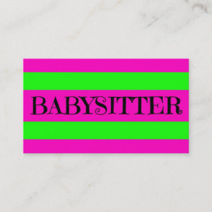 Babysitter Neon Green and Hot Pink Business Card