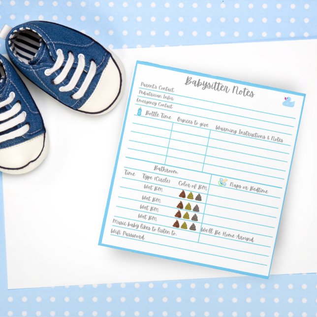 Babysitter Notes For Newborn Baby Boy (Creator Uploaded)