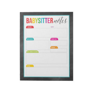 Babysitter Notes Notepad for Parents (Large)