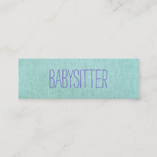 Babysitter or Nanny, Cute, Turquoise, Blue 2 Mini Business Card