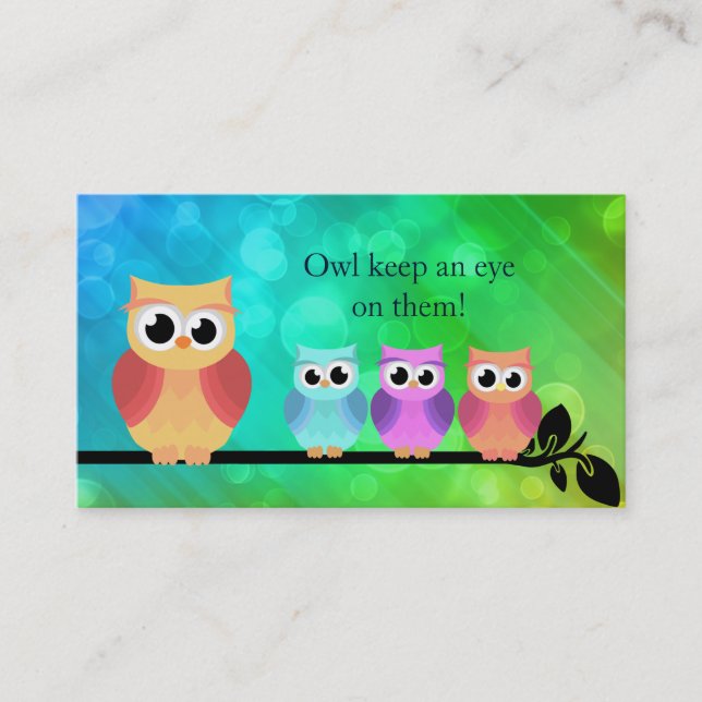 Babysitter Owl Business Cards (Front)