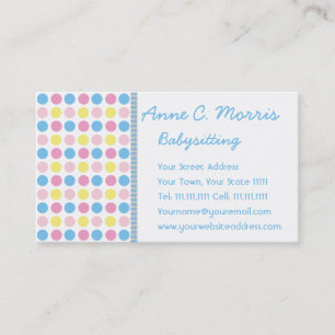 Babysitter Pastel Polka Dots Business Card
