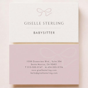 Babysitter Pink Bow Business Card