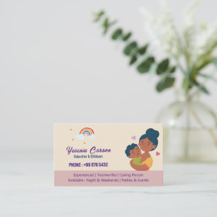 Babysitter Professional Business   Cute Rainbow Business Card