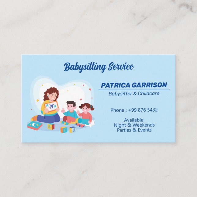 Babysitter Professional Business | Nanny Childcare Business Card (Front)