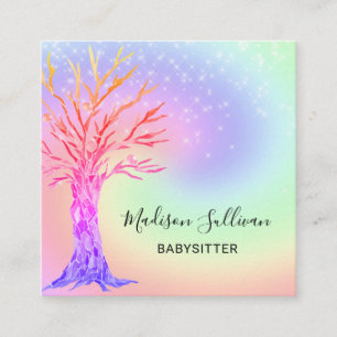 Babysitter Rainbow Colours Square Business Card