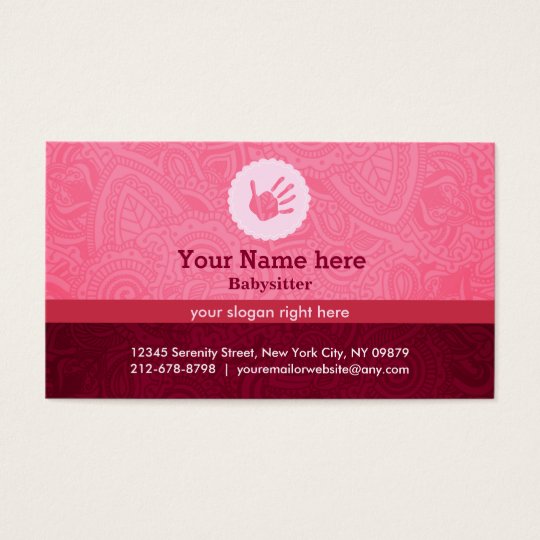 Babysitter slogans business card