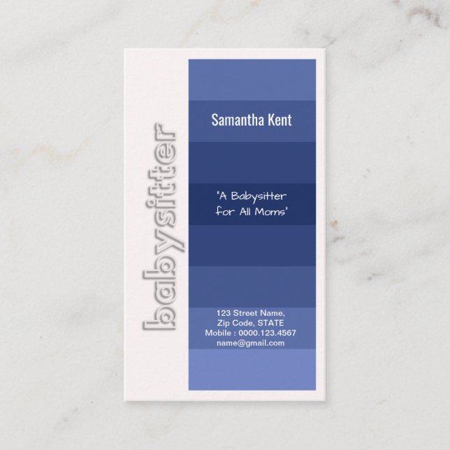 Babysitter Stylish Shades of Blue Business Card (Front)