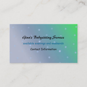 Babysitting and Child Care Services Business Card