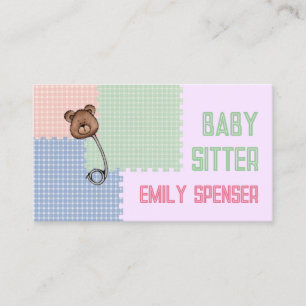 Babysitting & Child Care Bear Brooch Card