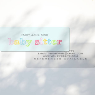 Babysitting & Child Care Rainbow colour Mini Business Card