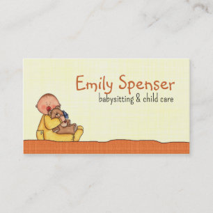Babysitting & Child Care Yellow Baby Holdin Bear Business Card