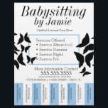 Babysitting Day Care Butterfly Tear Off Strips Flyer<br><div class="desc">Modern Flyers for Day Care Baby Sitting Business</div>