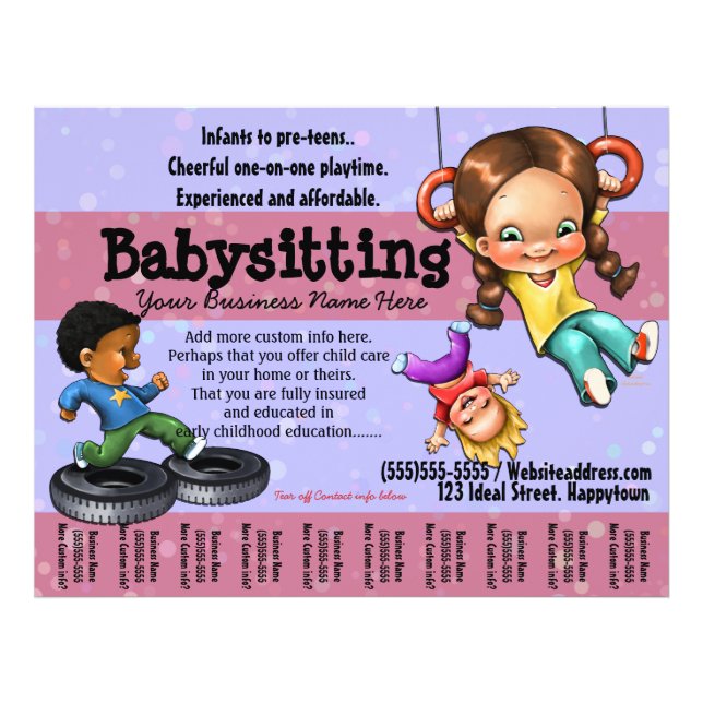 Babysitting. Day Care Customisable template Flyer (Front)