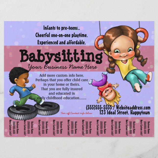 Babysitting. Day Care Customisable template Flyer (Front)