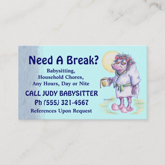 Babysitting Or Household Chores Business Card (Front)