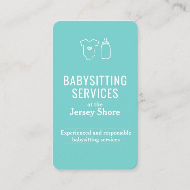Babysitting Services at the Jersey Shore QR Code Business Card (Front)