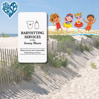 Babysitting Services at the Jersey Shore White Business Card