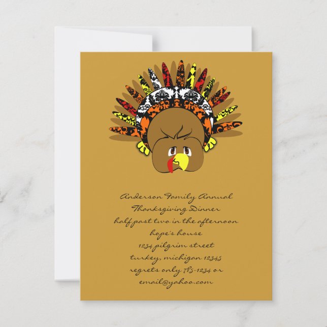 babyturkeycolorsdamaskcircles invitation (Front)