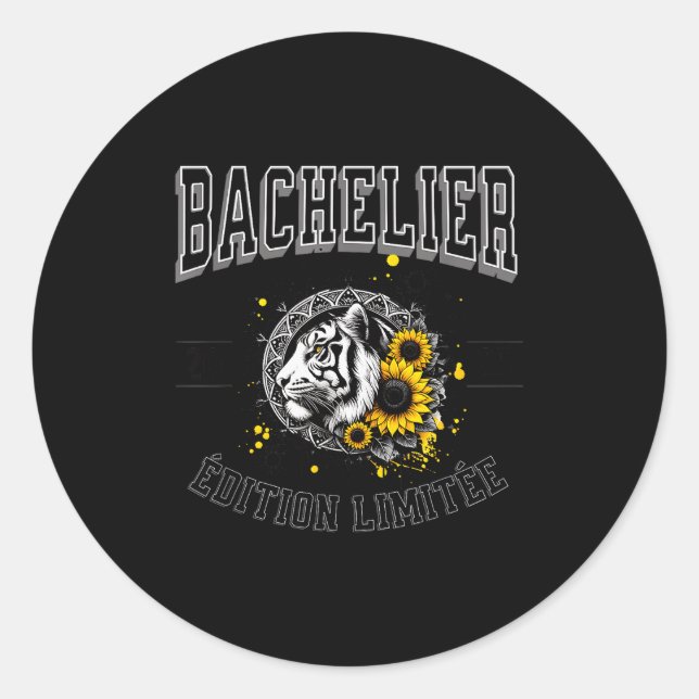 Bac Diploma 2025 Tiger Limited Edition New Bachelo Classic Round Sticker (Front)