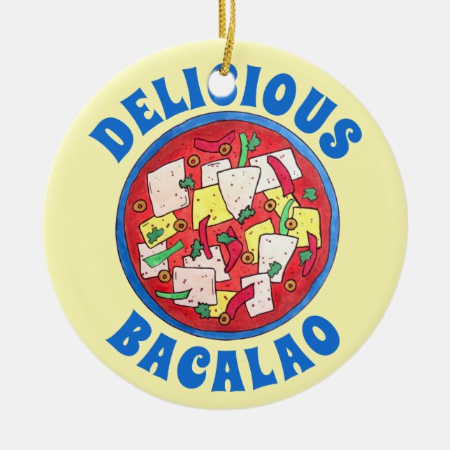 Bacalao Puerto Rican Cuisine Salted Cod Fish Stew Ceramic Tree Decoration (Front)