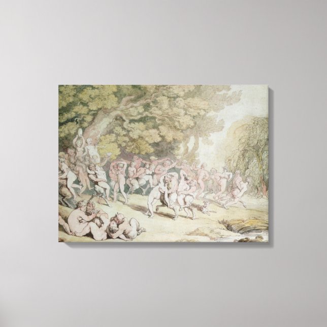 Bacchanalia (pen, ink & w/c) canvas print (Front)