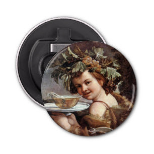 BACCHUS, GRAPES AND WHITE WINE BOTTLE OPENER